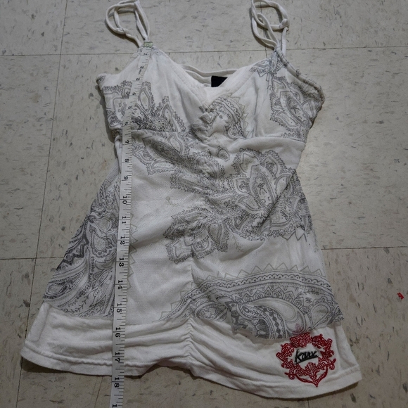 Karv | Y2k Vintage White and Gray Paisley Women's Top - Picture 10 of 12